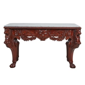 Anglo Indian Mahogany Marble Top Table