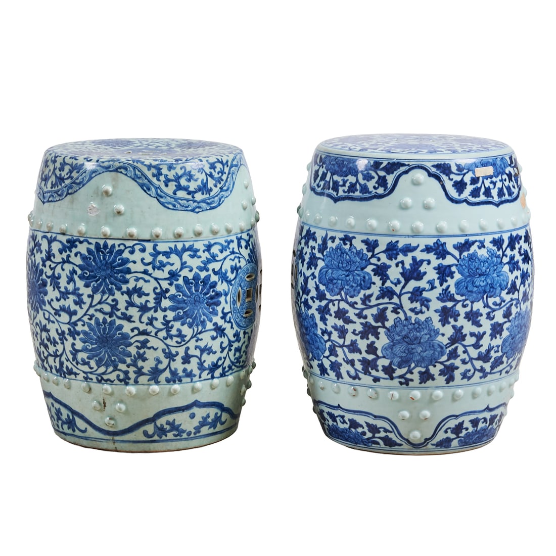 Two Chinese Export Porcelain Blue and White Painted Garden Seats (1 of 4)