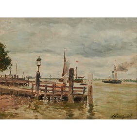 Lucian Henri Grandgerard, Coastal Scene, oil