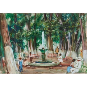Lloyd Lozes Goff, Zocalo del Puebeito, watercolor