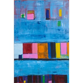 Jim Watt, Blue on Yellow, Oil on Canvas