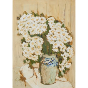 Viola Frey, White Daisies, oil on canvas