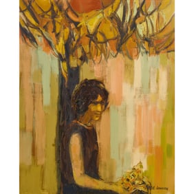 Marie Johnson, Woman Seated Under Tree, oil on canvas
