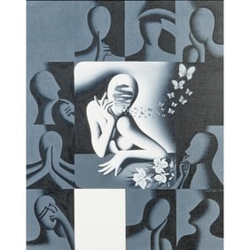 Mark Kostabi, One Day My Soul Just Opened Up, oil on canvas