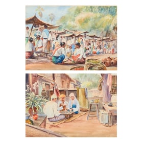 U Ba-Thet, Two Watercolors