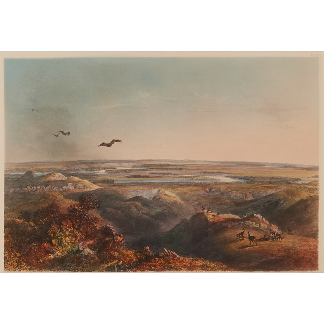 Karl Bodmer, Junction of Yellow Stone River, engraving (1 of 3)