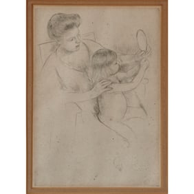 Mary Cassatt, Looking into the Hand Mirror, etching