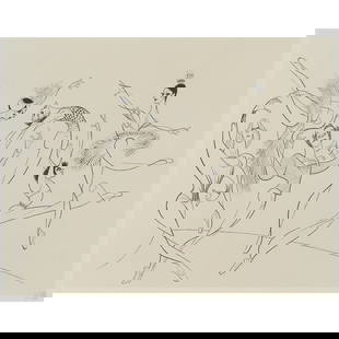 Al Hirschfeld, American Ballet, lithograph: ALBERT HIRSCHFELD (American, 1903-2003), American Ballet, lithograph, [approximate dimensions - sight: 17 1/4 h;;x 21 3/4 w inches], numbered V/L [5/50] and signed at low margin.