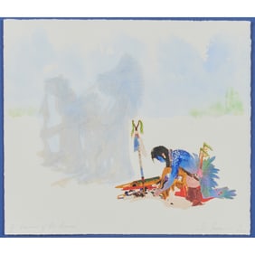 Framed Embossed Print with Watercolor, Vision of the Dance, Ed Morgan