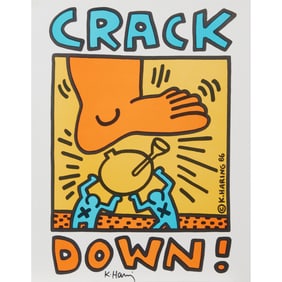 A signed Haring, Crack Down! Poster