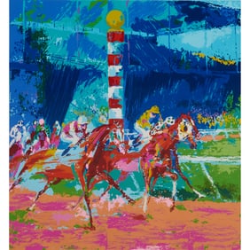Framed Leroy Neiman Serigraph, Clubhouse Turn.
