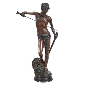 After Auguste Moreau Bronze Sculpture of Youth with Sword and Seavered Head