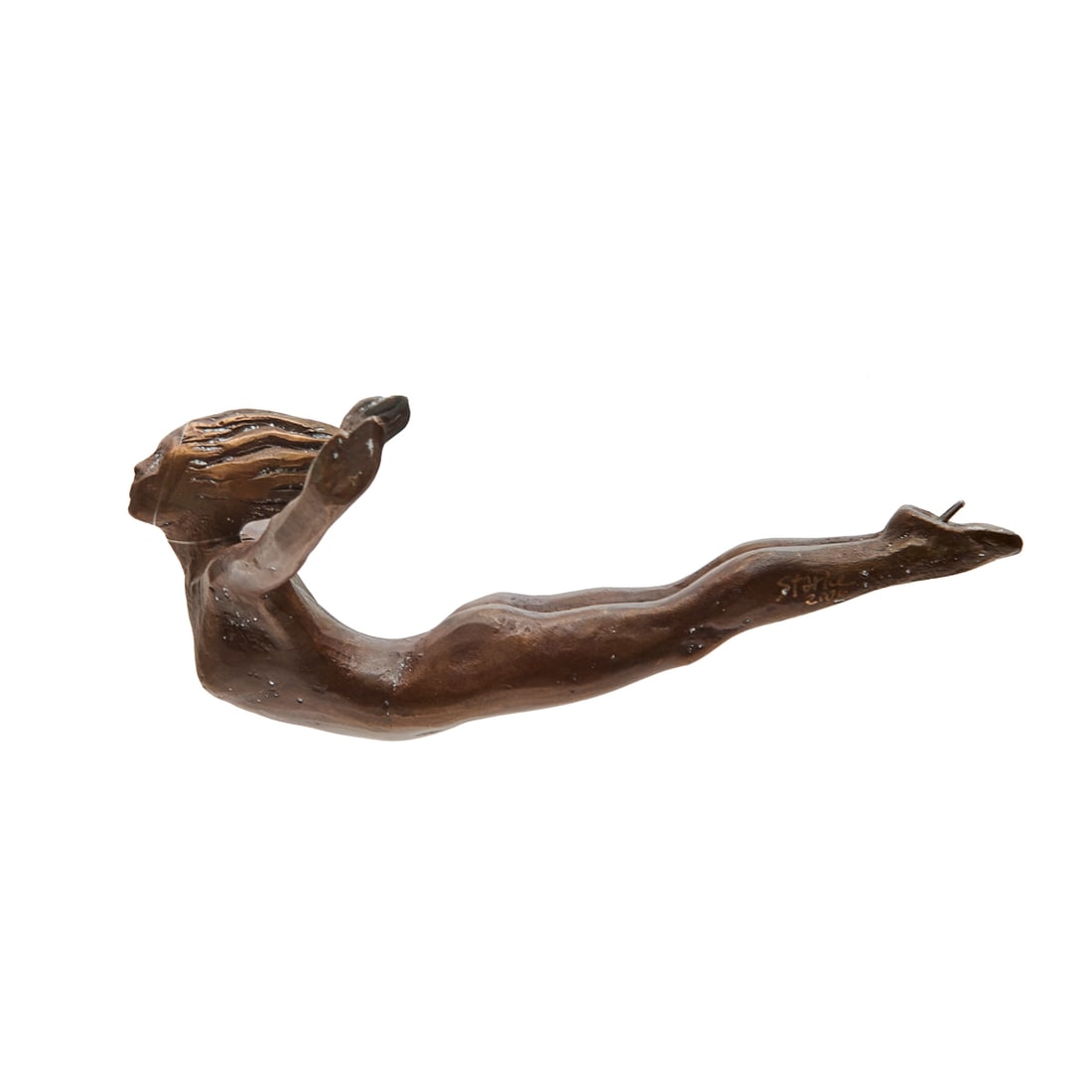 Bill Starke, Skydiver, Bronze: BILL STARKE (American, 20/21st century), Female Skydiver, bronze, [approximate dimensions - overall: 4 h x 4 w x 3 d inches], unsigned. Notes: This lot includes an invoice.