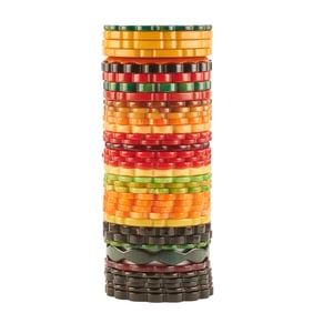 Collection of Various Color Scalloped Bakelite Bracelets