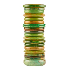 Collection of Green Marbleized Bakelite Bracelets