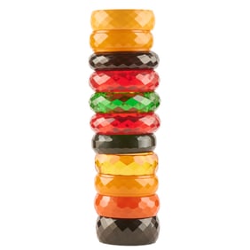 Collection of Eleven Faceted Bakelite Bracelets