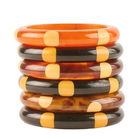 Collection of Six Polka Dot Bakelite Bracelets