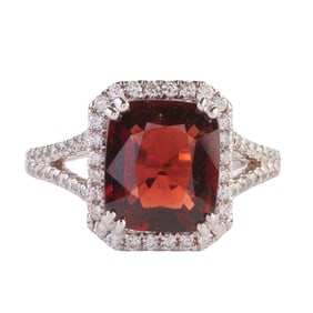 Red Spinel, Diamond, 14k White Gold Ring