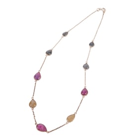 Multicolored Sapphire, Sterling Silver Necklace