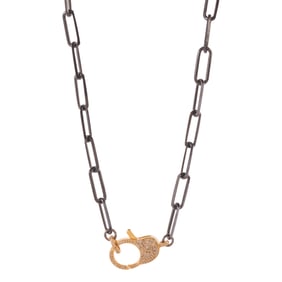 Diamond, Vermeil, Oxidized Silver Necklace