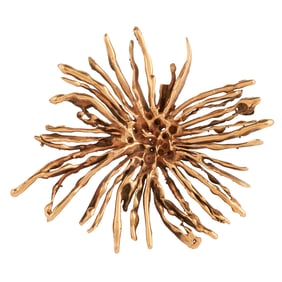 10k Yellow Gold Brutalist Floral Brooch