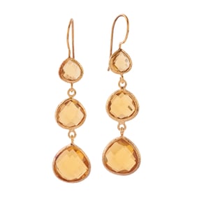 Pair of Citrine, Vermeil Drop Earrings