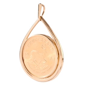 Krugerrand Gold Coin, 14k Yellow Gold Pendant