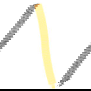 18k Yellow Gold Bracelet: 18k Yellow Gold Bracelet. The 18k yellow gold rectangular florentine finish links measuring approximately 16 mm in width, completed by a tongue and groove clasp with figure eight safety, forming a 6 1