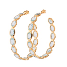Pair of Blue Topaz, Vermeil Hoop Earrings