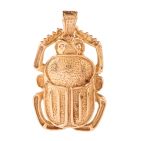 18k Yellow Gold Scarab Pendant