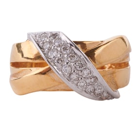 Diamond, 18k Yellow and White Gold Ring