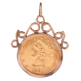 U.S. Gold Coin, 14k Yellow Gold Pendant