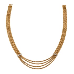 German Diamond, 18k Yellow Gold Necklace