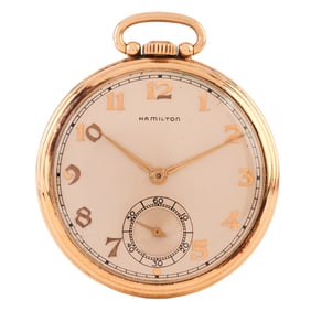 Hamilton 14k Yellow Gold Pocket Watch