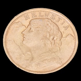 Swiss 1935 20 Franks Gold Coin