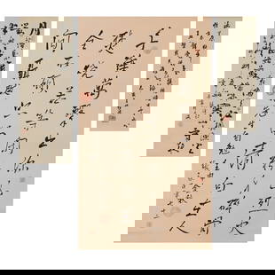 Three Chinese Calligraphy Scrolls: Comprising: WEI RICHANG, calligraphy in cursive scripts, dated 1992 autumn, signed with artist name, one artist seal and one collector seal; ZHANG YONGZHENG, calligraphy in cursive scripts, signed wit