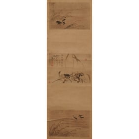 Attributed to Bian Shoumin (1684-1752), Triptych Scroll