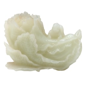 Chinese White Jade Cabbage Carving
