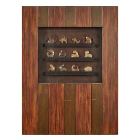 Chinese Zodiac Jade Carvings in Shadowbox
