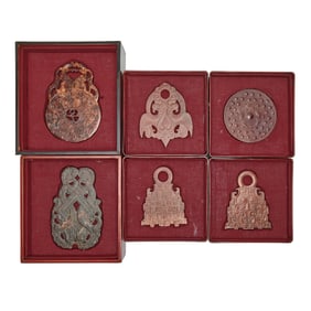 Six Assorted Chinese Hardstone Plaques
