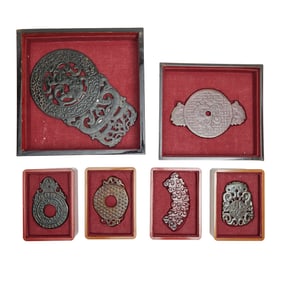 Six Assorted Chinese Hardstone Plaques