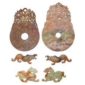 Six Chinese Archaistic Hardstone Carvings