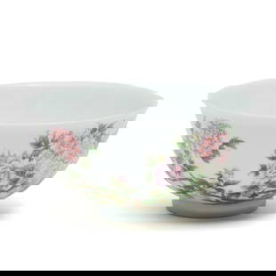 Chinese Famille Rose Porcelain Bowl: The exterior painted with peonies and tress, the bottom bearing Qianlong four character mark. ;{3 1/4high x 6 1/4diameter (8 cm x 16 cm)}.