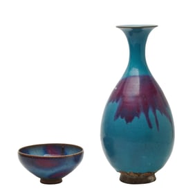 Chinese Jun Type Bowl and Vase