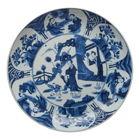 Large Chinese Blue and White Charger