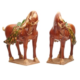 Pair of Chinese Sancai Glazed Horses