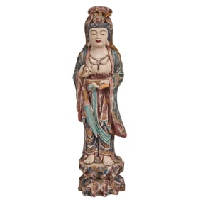 Chinese Polychrome Bodhisattva