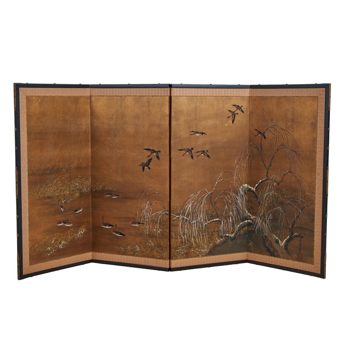 KYOYO YAMASHIRO (1924-), Japanese Floor Panel Byobu, Birds (1 of 3)