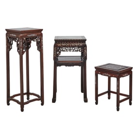 Three Chinese Mother of Pearl Inlaid Stands