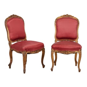Pair of Louis XV Giltwood Fauteuils.